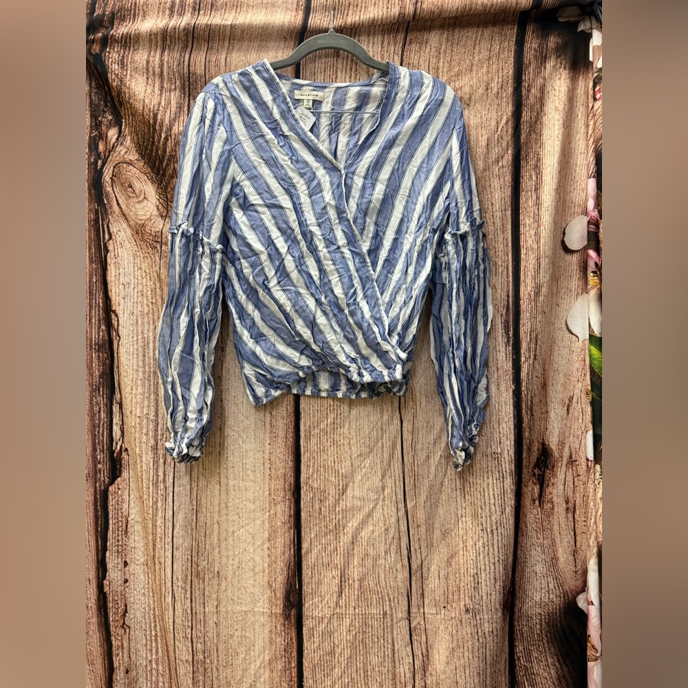 Max Studio Blue and White Striped Blouse
